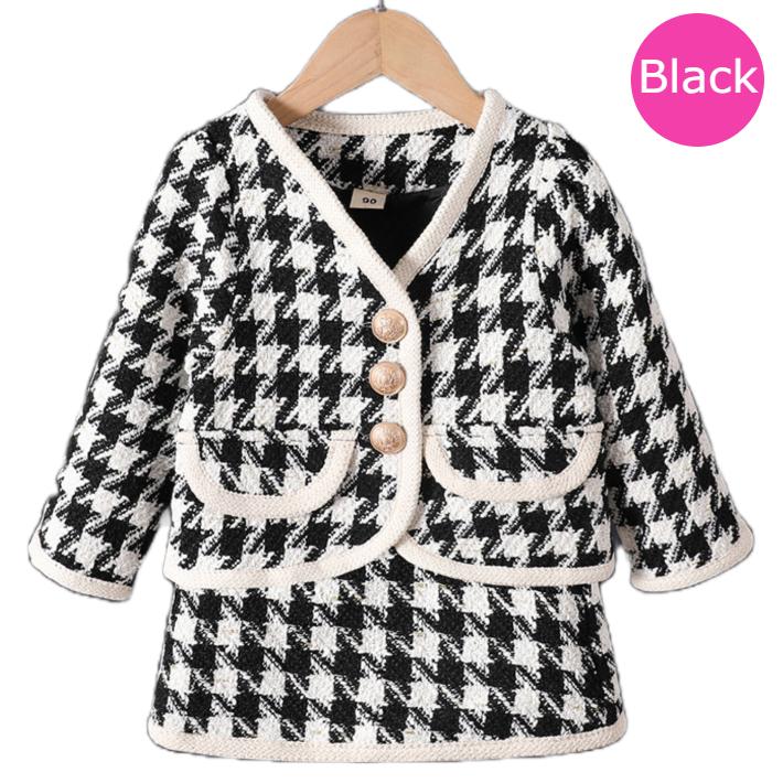 長袖トップス＆スカート 上下セット チェック柄 千鳥格子 子供服 ツイード風 セットアップ フォーマル 結婚式 通園 入園式 卒園式 入学式 卒業式 発表会 七五三 |  | 06