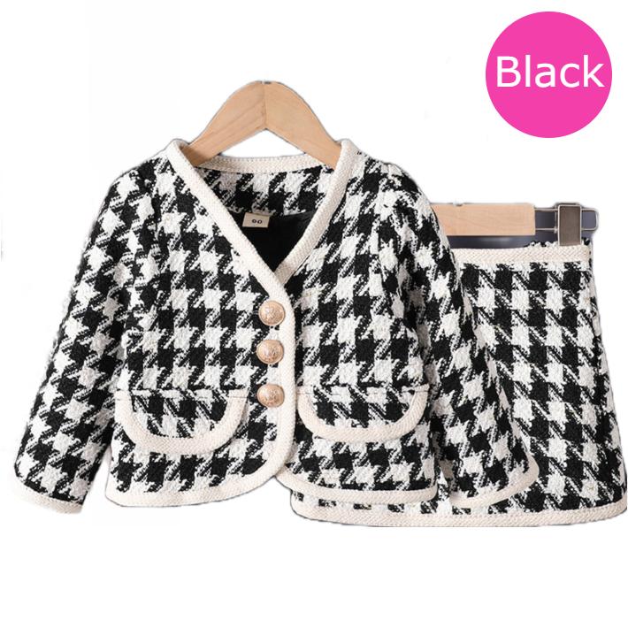 長袖トップス＆スカート 上下セット チェック柄 千鳥格子 子供服 ツイード風 セットアップ フォーマル 結婚式 通園 入園式 卒園式 入学式 卒業式 発表会 七五三 |  | 07