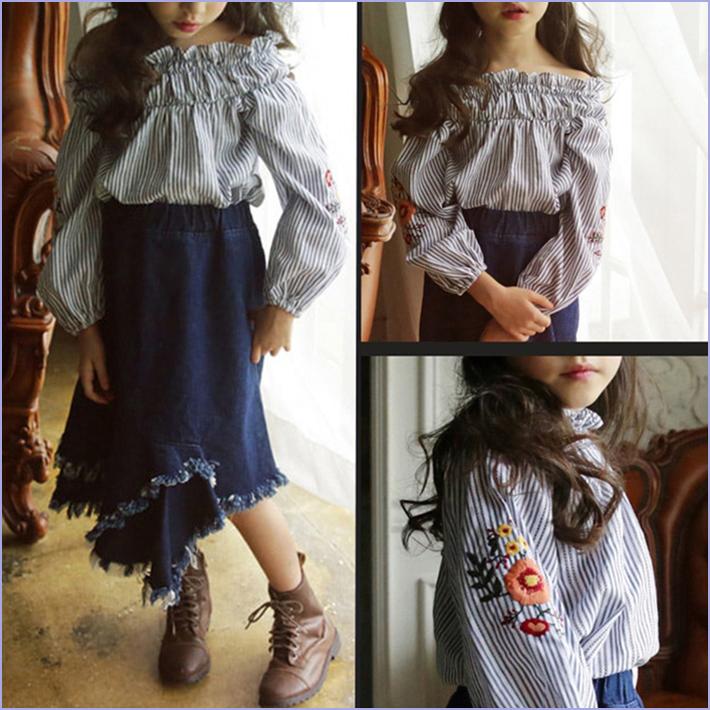 只今店内ポイント5倍＆クーポン配布中☆ストライプ柄 花刺繍トップス 【売れ筋】 |  | 05