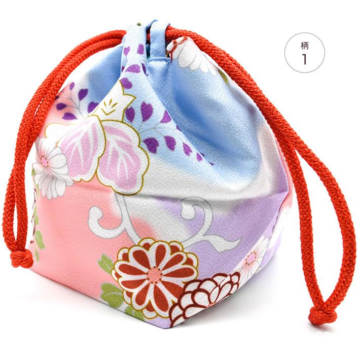 柄巾着 浴衣 巾着袋 きんちゃく バッグ ゆかた 和柄 花柄 鶴 赤 ピンク ブルー グリーン  黒 黄 ブラウン 袴 振袖 卒業式 夏祭り 花火大会 浴衣姿でのお出かけに |  | 01