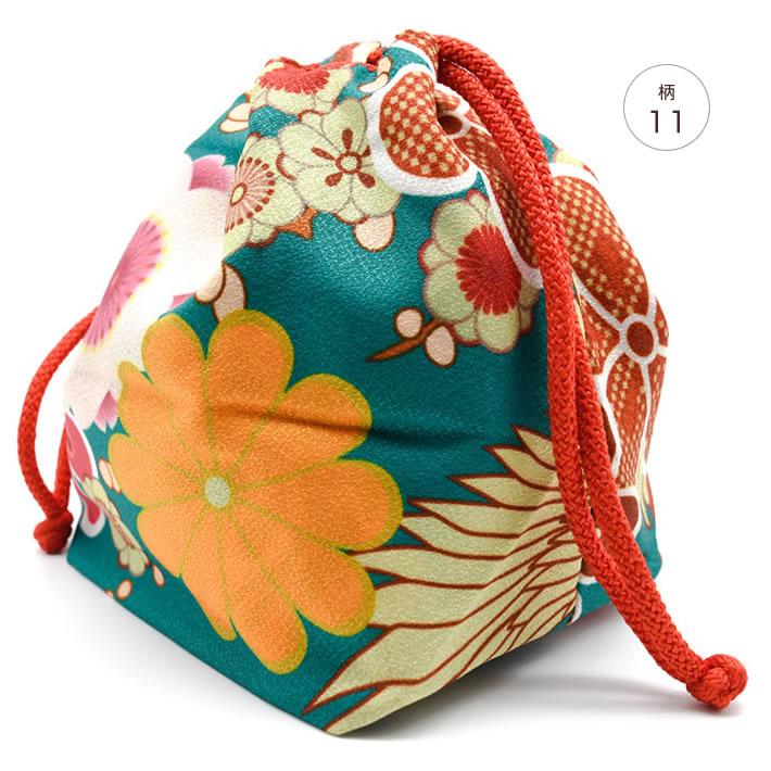 柄巾着 浴衣 巾着袋 きんちゃく バッグ ゆかた 和柄 花柄 鶴 赤 ピンク ブルー グリーン  黒 黄 ブラウン 袴 振袖 卒業式 夏祭り 花火大会 浴衣姿でのお出かけに |  | 11