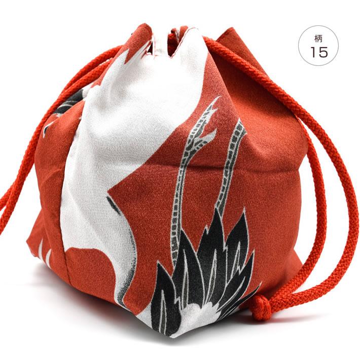 柄巾着 浴衣 巾着袋 きんちゃく バッグ ゆかた 和柄 花柄 鶴 赤 ピンク ブルー グリーン  黒 黄 ブラウン 袴 振袖 卒業式 夏祭り 花火大会 浴衣姿でのお出かけに |  | 15