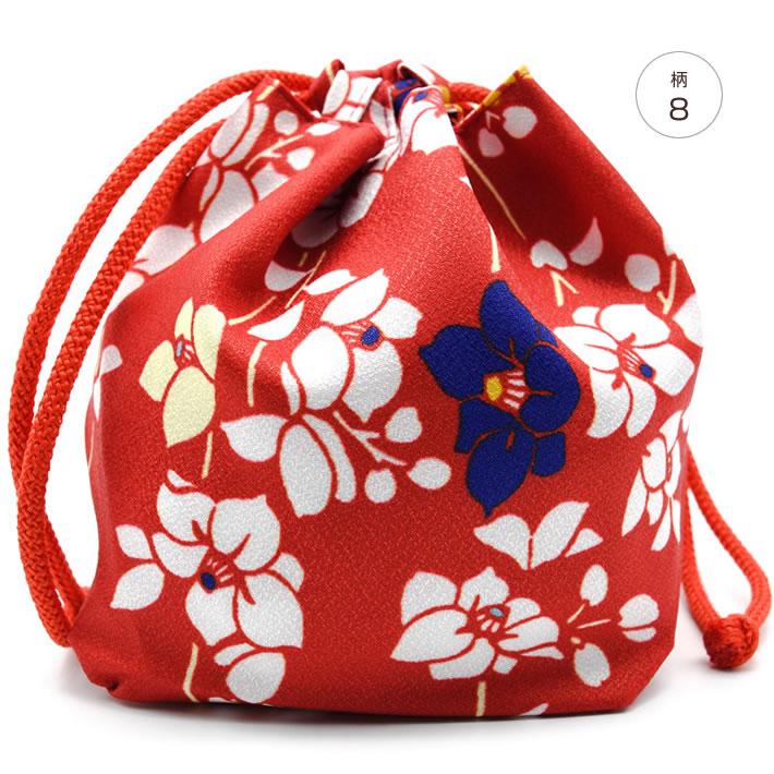 柄巾着 浴衣 巾着袋 きんちゃく バッグ ゆかた 和柄 花柄 鶴 赤 ピンク ブルー グリーン  黒 黄 ブラウン 袴 振袖 卒業式 夏祭り 花火大会 浴衣姿でのお出かけに |  | 08
