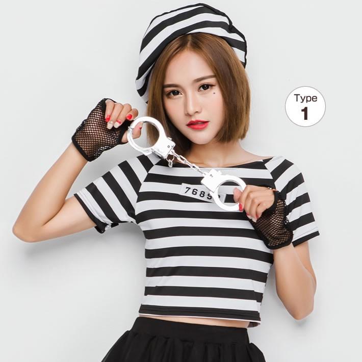囚人服 ハロウィン衣装 Halloween コスチューム レディース 囚人 ハロウィン 女性用 DS仮装 衣装 コスプレ 白黒ストライプ ワンピース 大人 イベント |  | 01