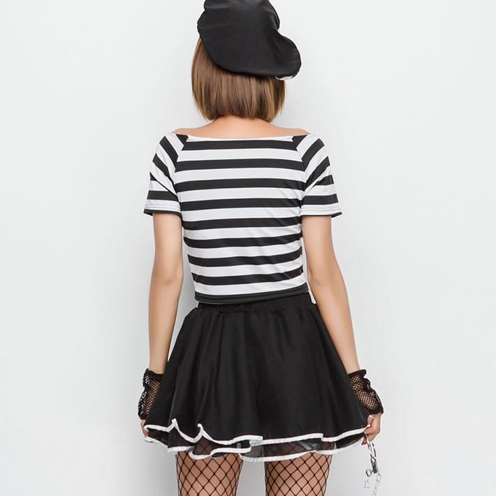 囚人服 ハロウィン衣装 Halloween コスチューム レディース 囚人 ハロウィン 女性用 DS仮装 衣装 コスプレ 白黒ストライプ ワンピース 大人 イベント |  | 03