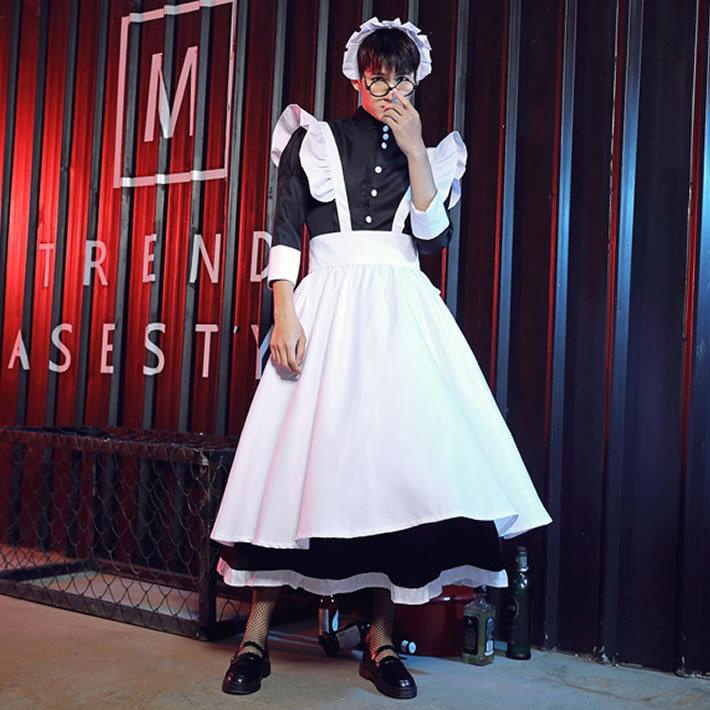 ハロウィン 仮装 男メイド服 オネ 男子 男前 メンズ おもしろい 長袖 ロング ワンピース エプロン 髪飾り ドレス 衣装 ロリータ風 コスプレ 大人 送料無料 Lc Cp040 Kids Heart 通販 Yahoo ショッピング