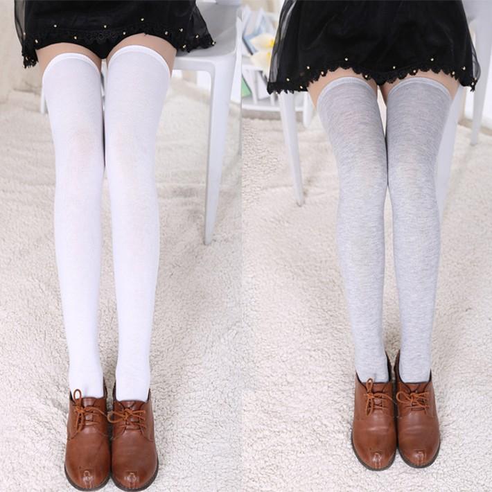 無地 コットン ストッキング ハイソックス ニーハイ サイハイ 靴下 黒 ブラック 白 ホワイト グレー 灰 学生 コスチューム 仮装 コスプレ ハロウィン 送料無料 |  | 05