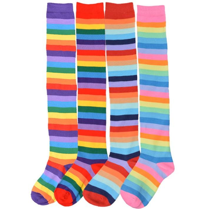 虹色 カラフル ニーソックス ボーダー よこ縞 横縞 靴下 コスプレ 可愛い ピンク パープル ブルー ブラック イエロー レッド ホワイト グリーン オレンジ |  | 06