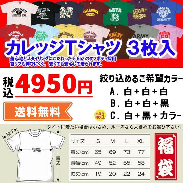 2026・福袋 3枚おまかせTシャツ福袋 ふくぶくろ キレイ目アメカジ