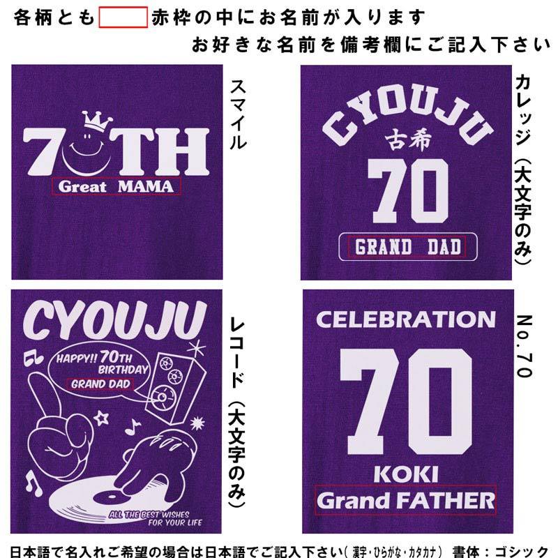 古希のお祝い プレゼント 古希 祝い  Tシャツ 名入れ 綿100％  紫 父 母 男性 女性 祝長寿 70歳 |  | 05