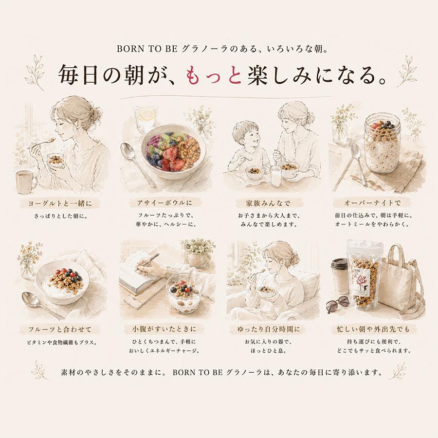 BORN TO BE 糖質オフグラノーラ 400g×4個の商品画像 4