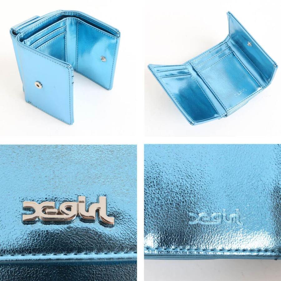 X-girl エックスガール METALLIC FAUX LEATHER MINI WALLET 三つ折り 