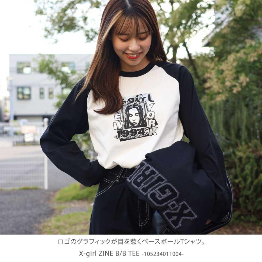 X-girl エックスガール ZINE B/B TEE レディース ストリート ベースボール ロゴ グラフィック ラグラン 長袖 Tシャツ ロンT｜bornfree-e-shop｜02