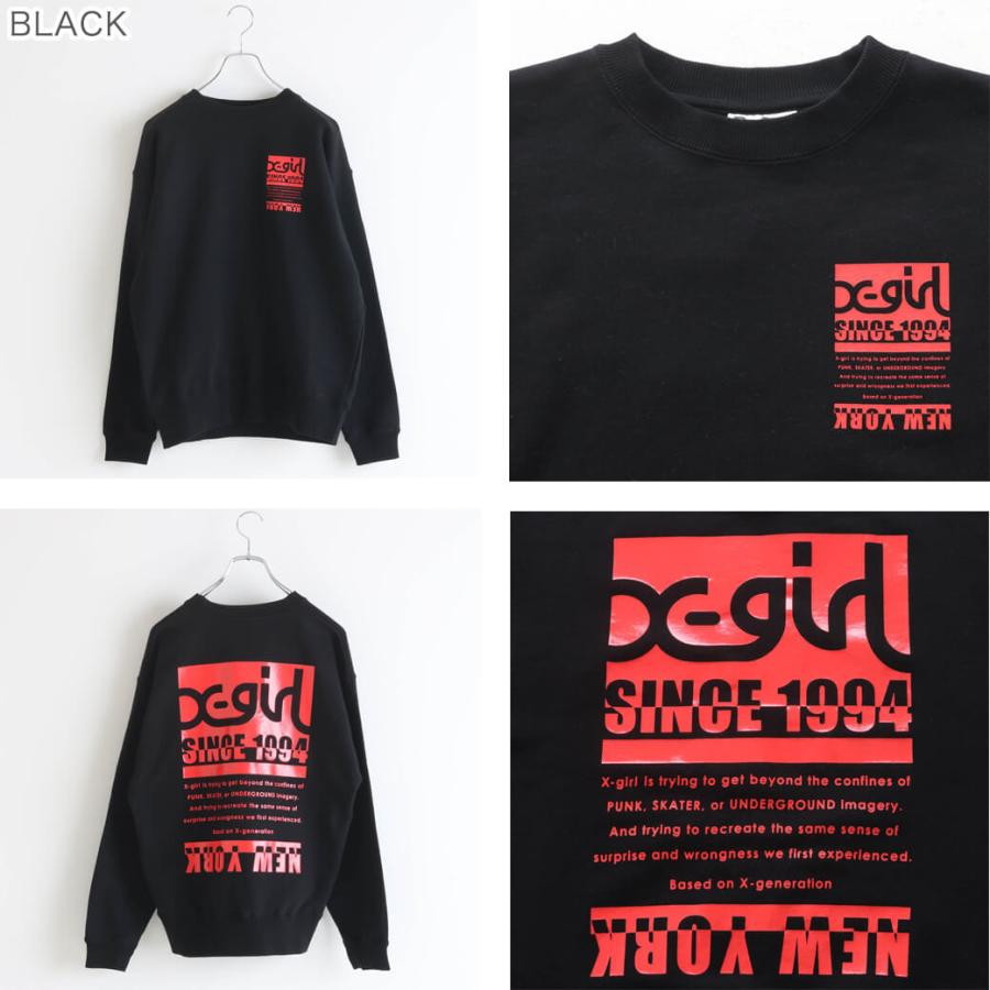 X-girl エックスガール BICOLOR BOX LOGO SWEAT TOP スウェット レディース トップス ロゴ プリント 長袖 裏毛 105241012003 ストリート｜bornfree-e-shop｜04