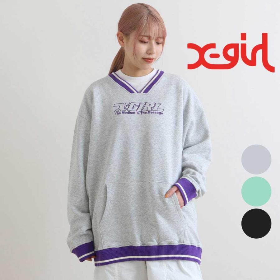 X-girl エックスガール STRIPED RIB SWEAT TOP スウェット X-girl エックスガール STRIPED RIB SWEAT TOP スウェット
