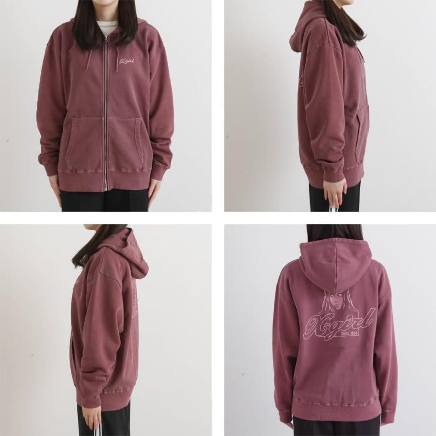 X-girl FACE PIGMENT DYED ZIP UP SWEAT HOODIE エックスガール X-girl FACE PIGMENT DYED ZIP UP SWEAT HOODIE エックスガール