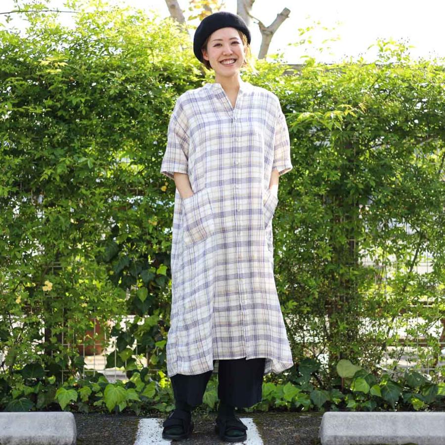 ナチュラルランドリー NATURAL LAUNDRY 先染めリネンバンドカラー 