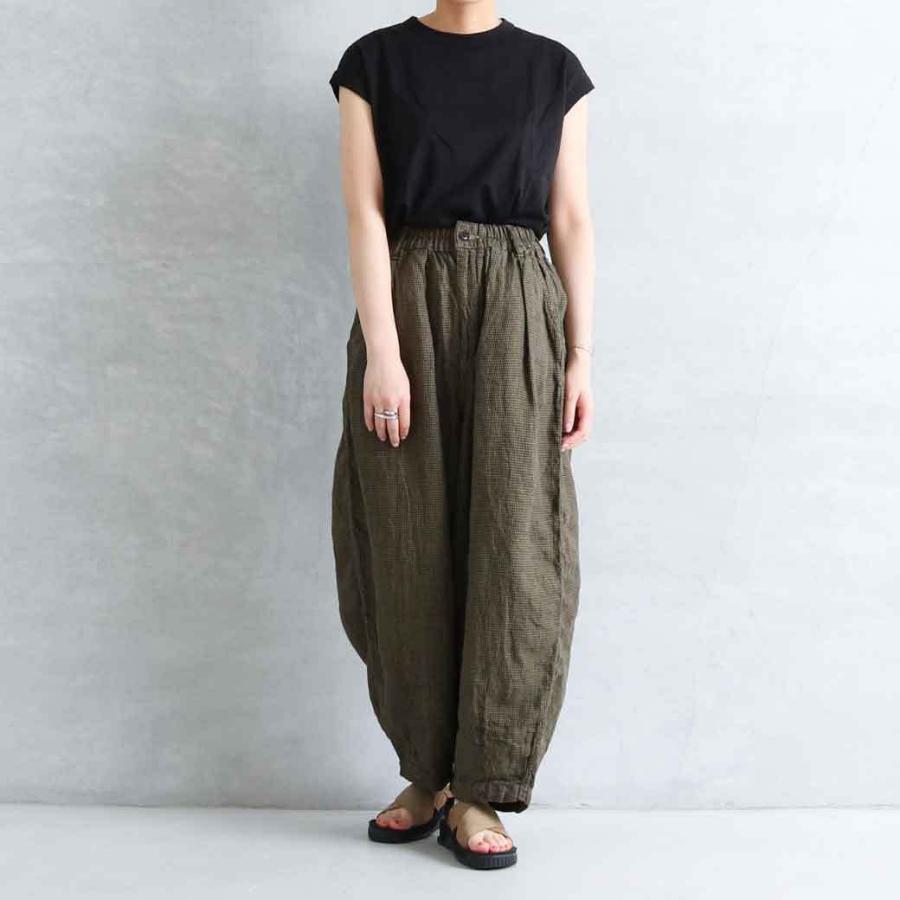 ハーベスティ HARVESTY リネン 千鳥格子柄 サーカスパンツ　LINEN HOUNDSSTOOTH CIRCUS PANTS a12111  レディース　メンズ　ユニセックス　春夏　送料無料