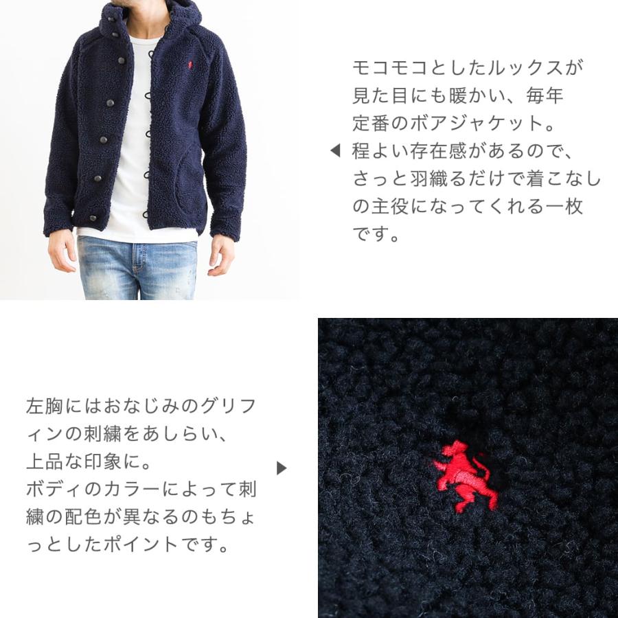 ジムフレックス GYMPHLEX くるみボタン フード付きボアジャケット BOA HOOD BUTTON JACKET J-1185PL メンズ アウター|bornfree-e-shop|03