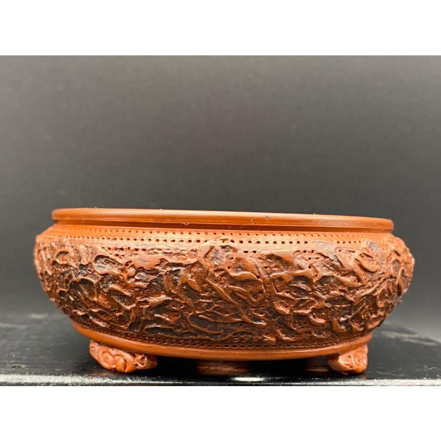 泥珠 朱泥楕円袋式雲足鉢 4号(13cm) : 鉢や 暮路空 - 通販 - Yahoo