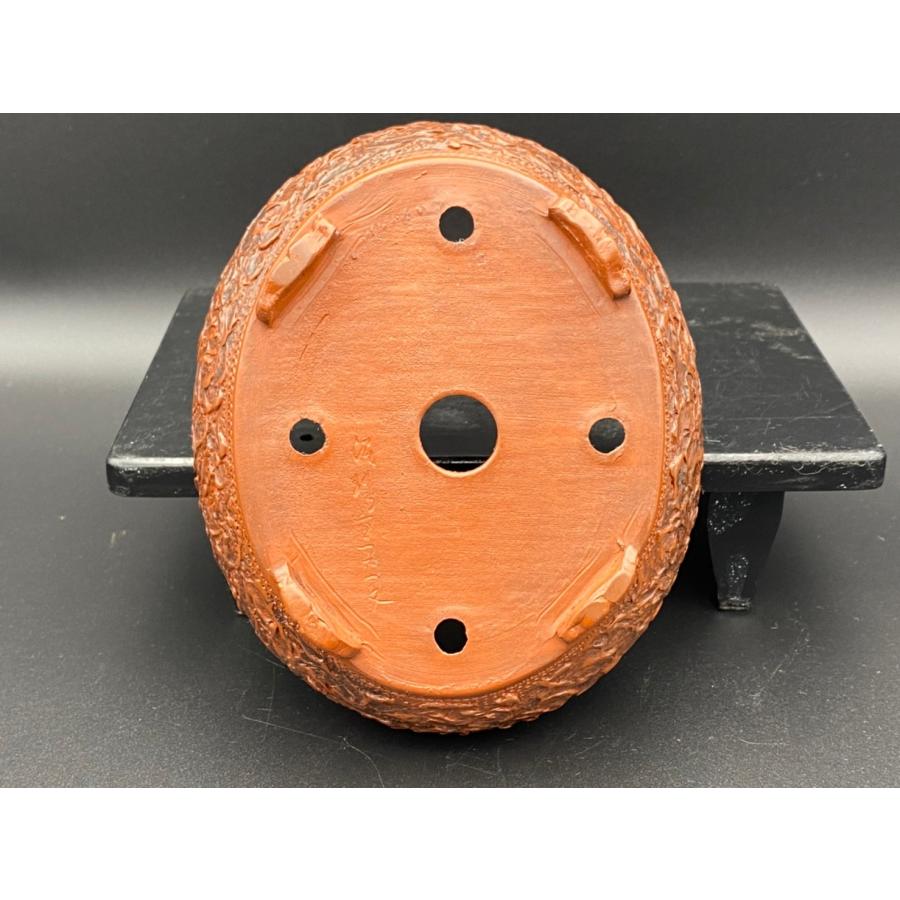 泥珠 朱泥楕円袋式雲足鉢 4号(13cm) : 鉢や 暮路空 - 通販 - Yahoo