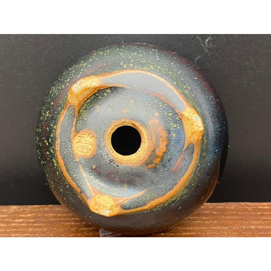 下野(中田)武山 金蕎麦釉丸切足鉢 1.5号(5.5cm) : 鉢や 暮路空 - 通販