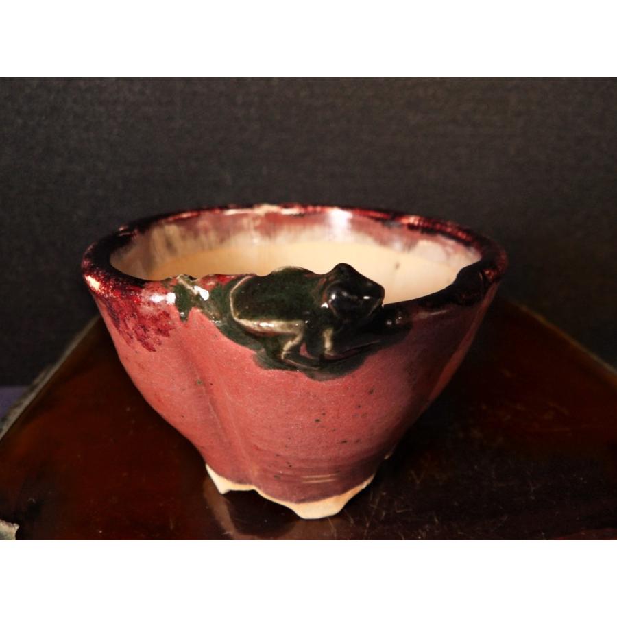 古本正志 辰砂釉窯蛙付梅花形切足鉢 3号 : 鉢や 暮路空 - 通販 - Yahoo