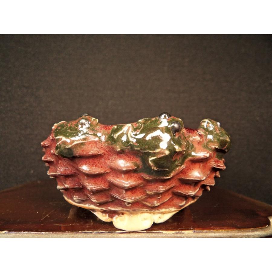 古本正志 辰砂釉窯変蛙付籠彫雲足鉢 3.5号 花、ガーデニング 盆栽、苔玉 SK1347735366(12500円)