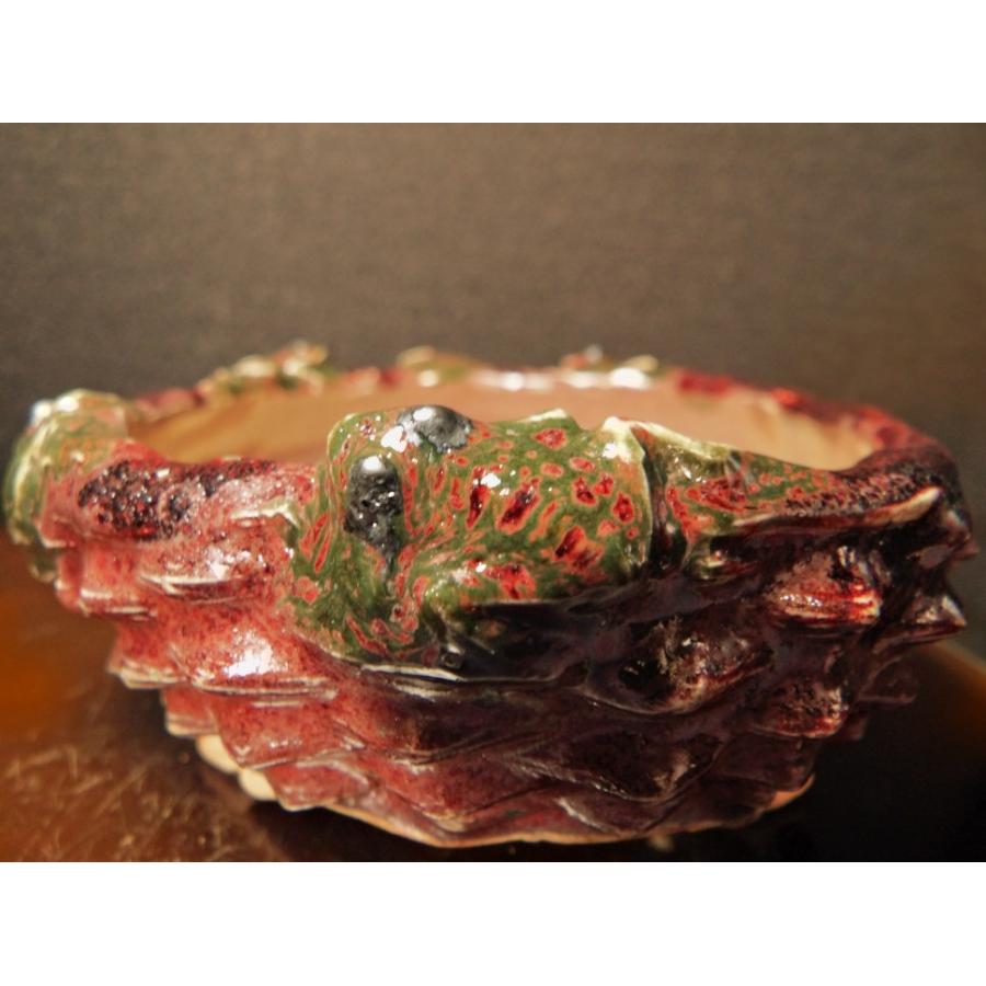 古本正志 辰砂釉窯変蛙付籠彫雲足鉢 3.5号 花、ガーデニング 盆栽、苔玉 SK1347735366(12500円)