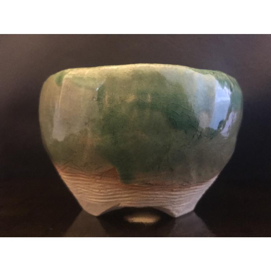 古本正志 織部釉丸手びねり蛙付切足鉢 2.5号 : 鉢や 暮路空 - 通販