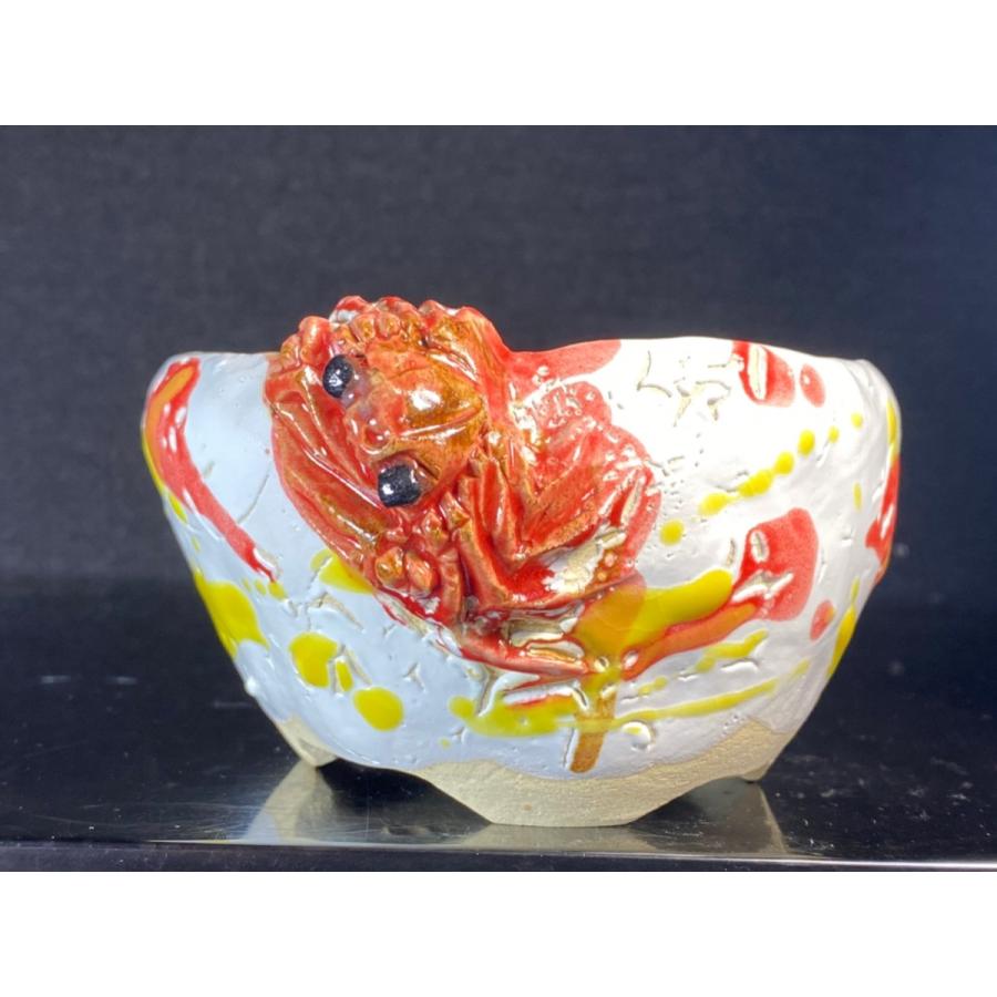 [鉢]古本正志/蟹付き三鉢 古本正志 三彩釉丸手びねり蟹付切足鉢 3号 : 鉢や 暮路空 - 通販