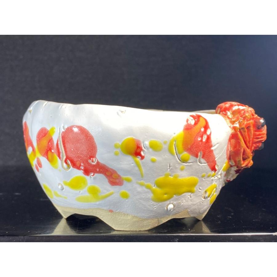 古本正志 三彩釉丸手びねり蟹付切足鉢 3号 : 鉢や 暮路空 - 通販