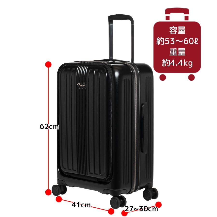 スーツケース Mサイズ 53~60L Fender フェンダー 3~5泊 フロントオープン ストッパー 拡張 USB キャリーケース 950-4501 |  | 10