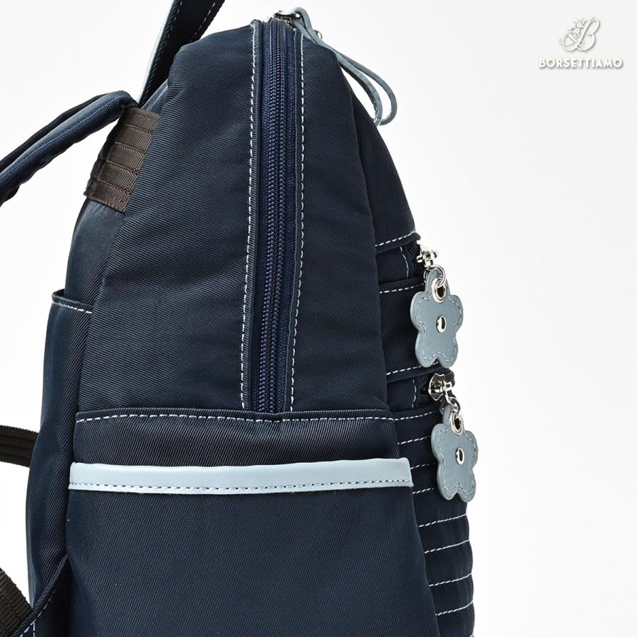 リュック レディース 花 チャーム B5収納 軽量 撥水 ナイロン リュック