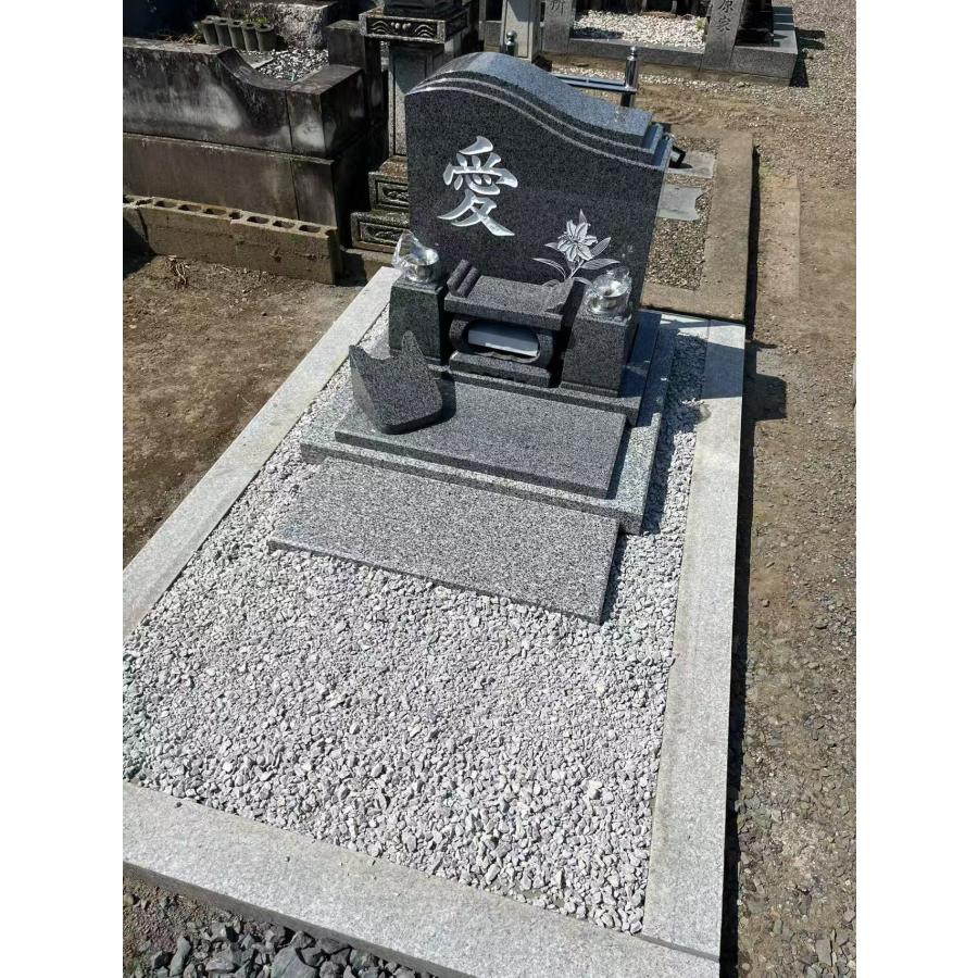 墓石オリジナル 波〜 黒御影 正面文字彫り付【完成工事付き】 : 墓石の