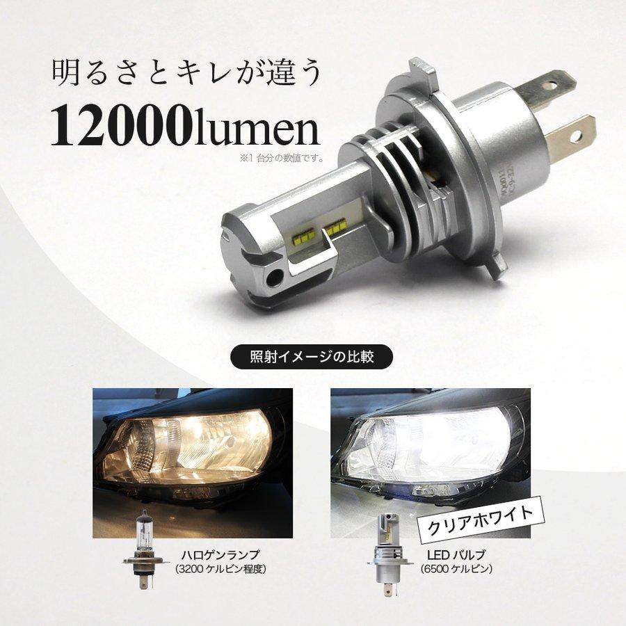 ヘッドライト LED H4 ホワイト 13000lm 車検対応 6500K Hi