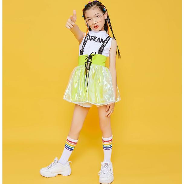 蛍光緑 黄 赤 ネオンカラー サロペット スカート チア