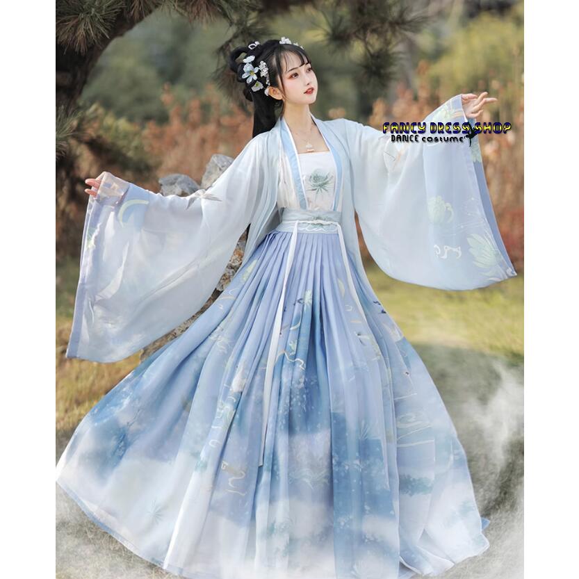 漢服 花刺しゅう 鶴プリント華流 舞台ステージ衣装 中国伝統古典漢服唐装 中国古代宮廷衣装 綺麗な皇后貴妃仮装 中国古典ダンスドレス 写真撮影 ...