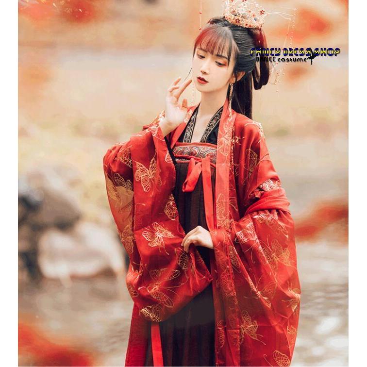 豪華漢服 刺繍中国古代宮廷衣装 貴妃皇后女王変装 華流コスプレ舞台衣装 古典チャイナドレス 超美しい中華服 チャイナ風ステージ撮影衣装 赤黒系 ...