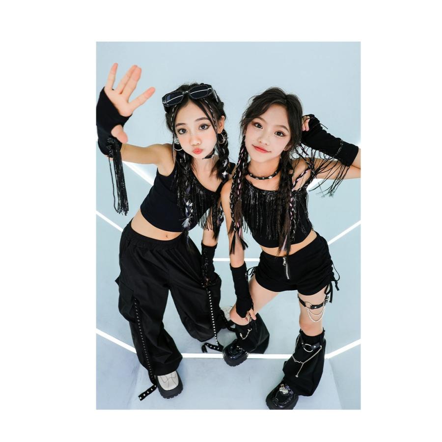 【新品】黒キラキラ★ベリーダンス衣装◆ゴシック！9点セット★ハロウィンにも ダンス衣装 黒 ガールズ ヒップホップ 衣装 K-POP 韓国 ジャズ
