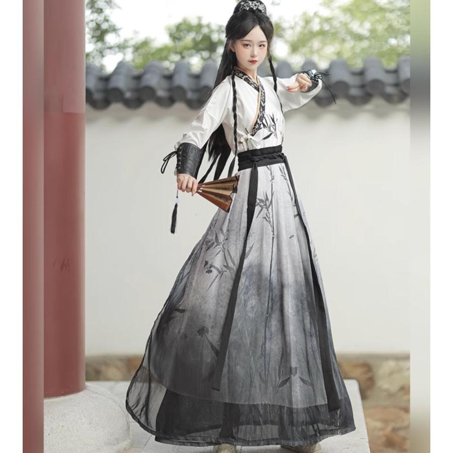 水墨風 漢服 大人 男女兼用 白地に水墨山水 竹プリント オリジナル チャイナ服 侠客 おしゃれ 中華 コスプレ衣装 中国古代服装 龍柄 黒い ...