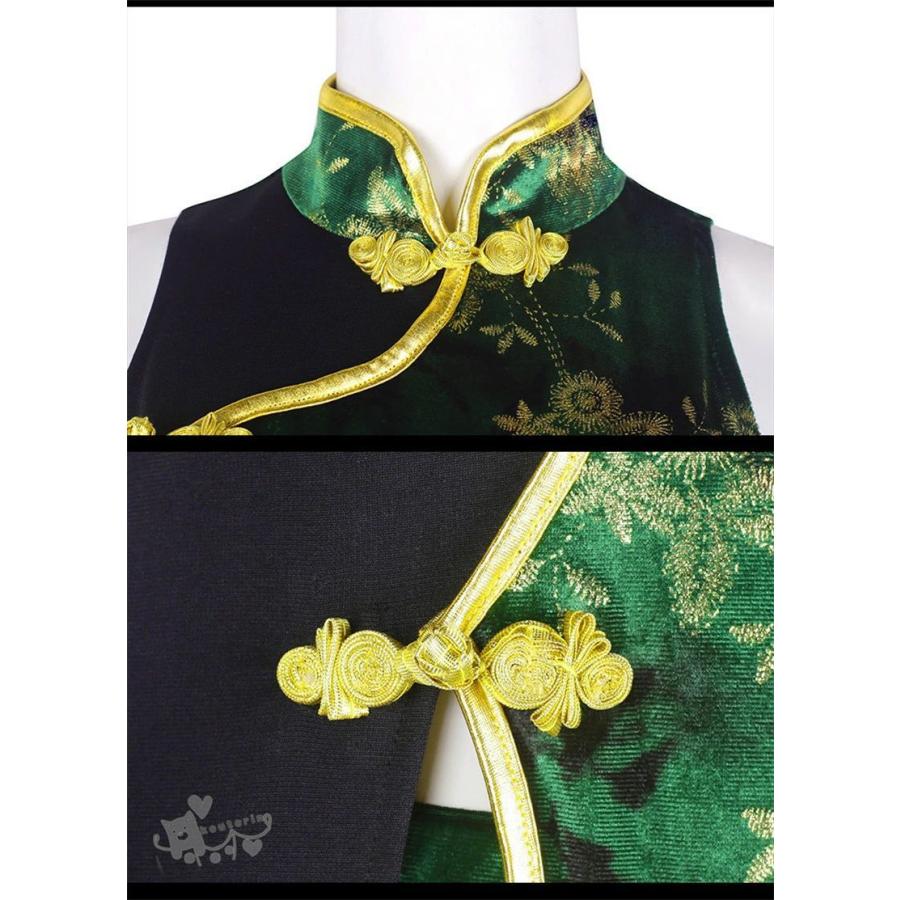ダンス衣装緑 中華風 チャイナドレス ダンス衣装 セットアップ
