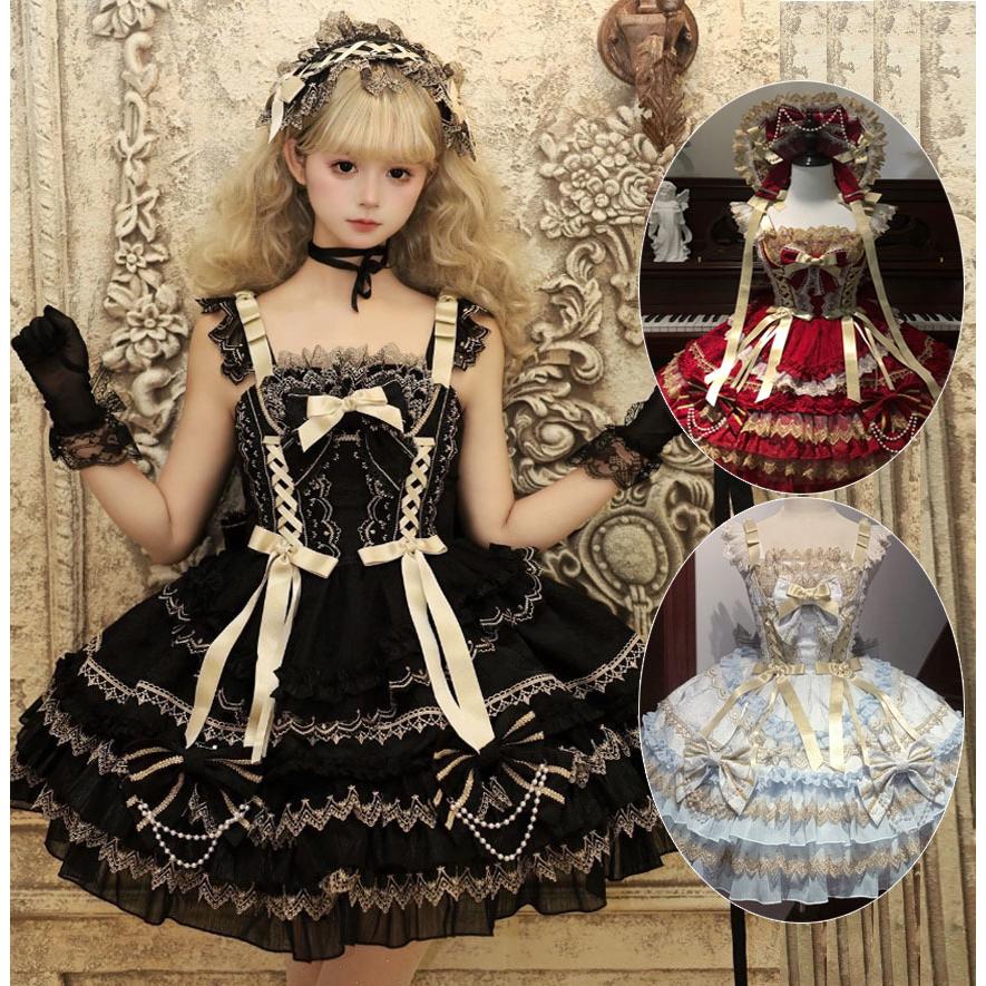 ジャンパースカート 大人 お姫様 ゴスロリ＆ロリータ ドレス 膝丈