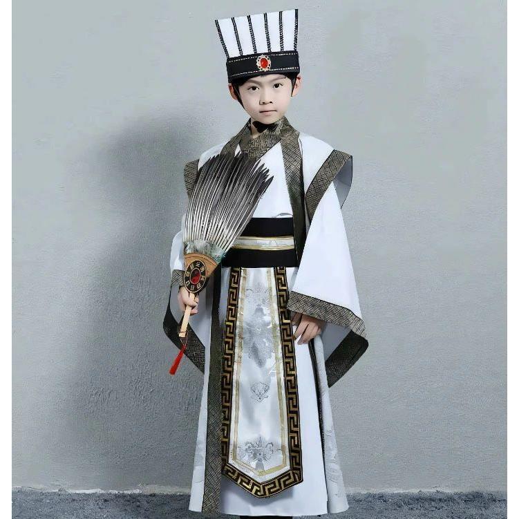 子供 漢服 キッズ チャイナ服 中国古代服装 中華コスプレ衣装 帽子と扇子付き 羽織付き 全身コスチューム 男の子 女の子 ジュニア 中華服 ...