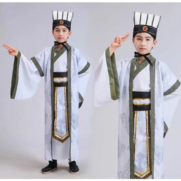 子供 漢服 キッズ チャイナ服 中国古代服装 中華コスプレ衣装 帽子と扇子付き 羽織付き 全身コスチューム 男の子 女の子 ジュニア 中華服 ...