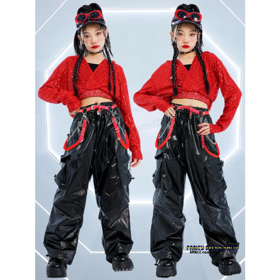 キッズ ダンス衣装 女の子 へそ出し トップス セットアップ キラキラ