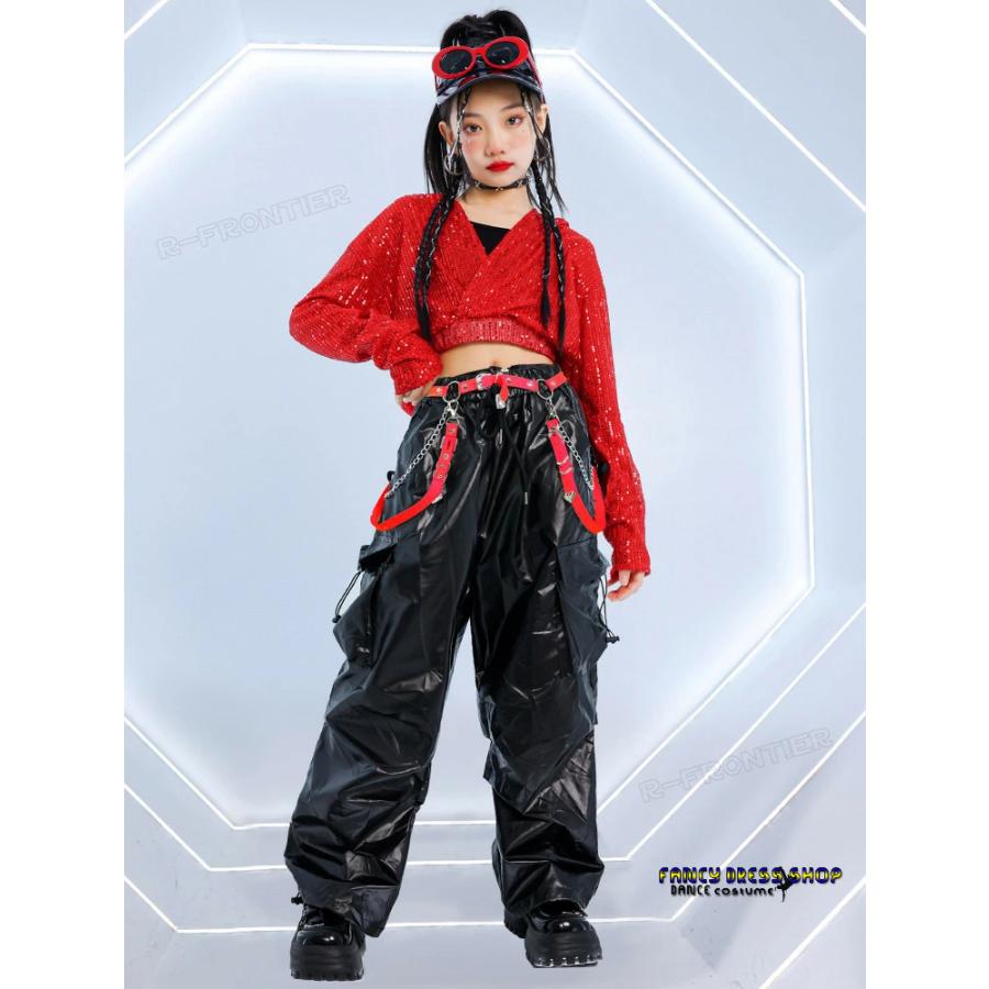 キッズ ダンス衣装 女の子 へそ出し トップス セットアップ キラキラ