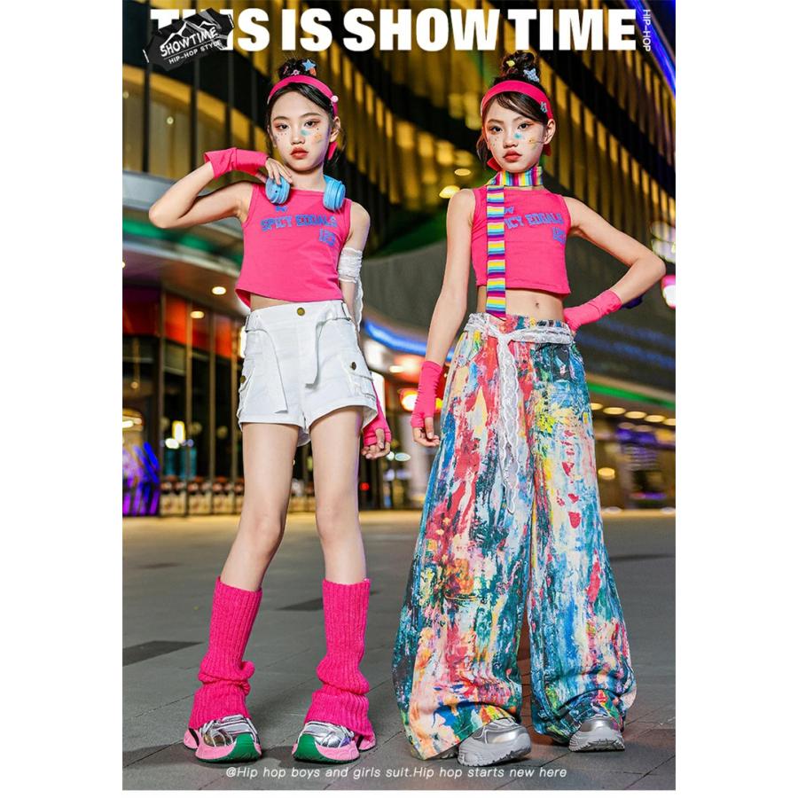Y2K 原宿系 キッズ ダンス 衣装 ヒップホップ セットアップ ガールズ
