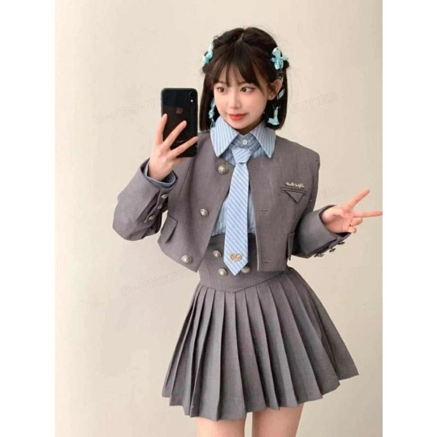 なんちゃって制服 女の子 韓国 卒業式 スーツ グレー 160 小学校女子