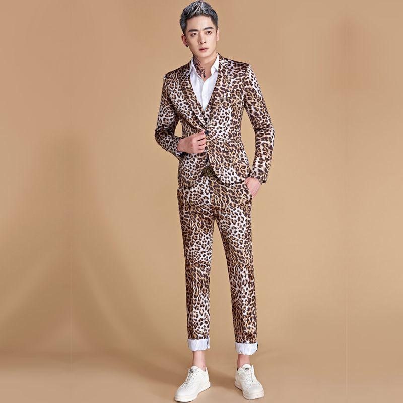 送料無料 レオパード スーツ 舞台 ステージ衣装 メンズ セットアップ